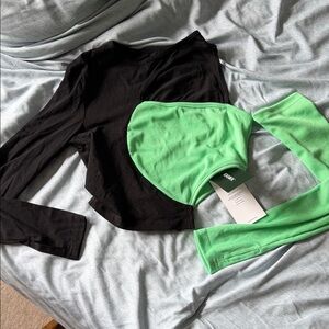 Trendy Black and Green Crop Top